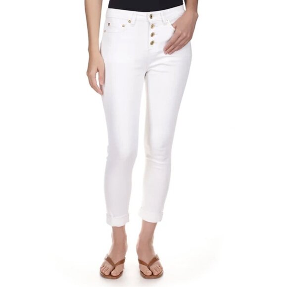 NWT Michael Kors Selma Skinny High Rise Cropped Stretch Jeans in White - Picture 1 of 4